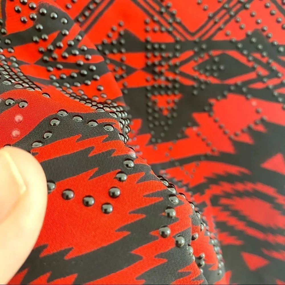 Express XS southwestern multi color beading black red sleeveless crew neck - Image 4