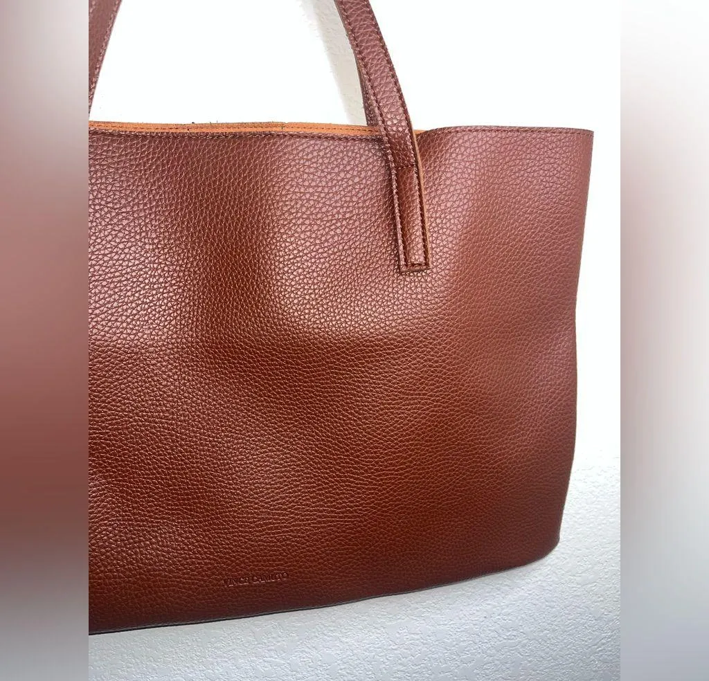 Vince Camuto Brown Vegan Pebbled Leather Black Line Detail Tote Bag 17.5 x 12 in - Image 12