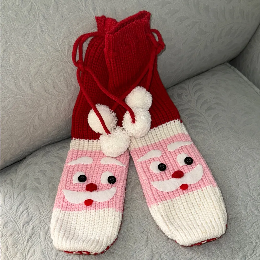 Nick & Nora Red Knit Santa Slipper Socks - Image 6