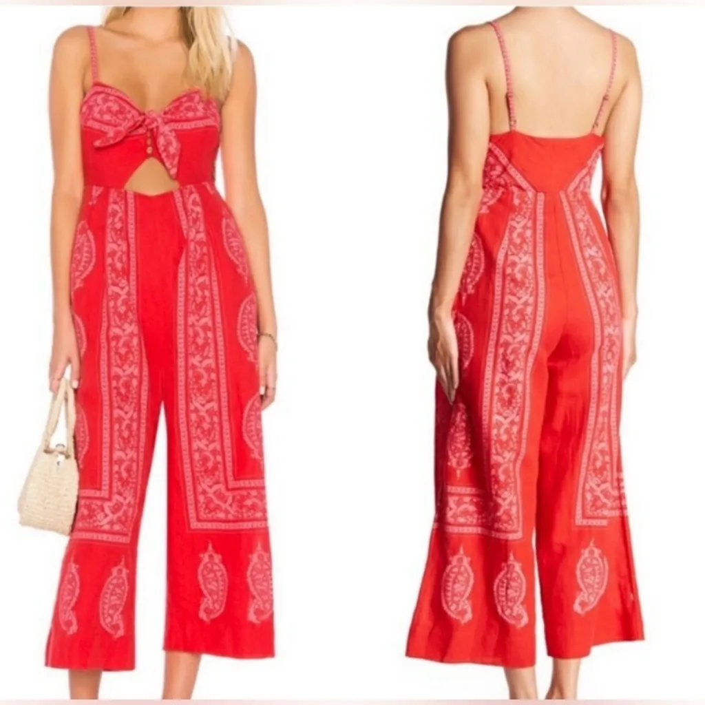 Free People Feel The Sun Bandana Paisley Print Jumpsuit - NWT! - Image 2
