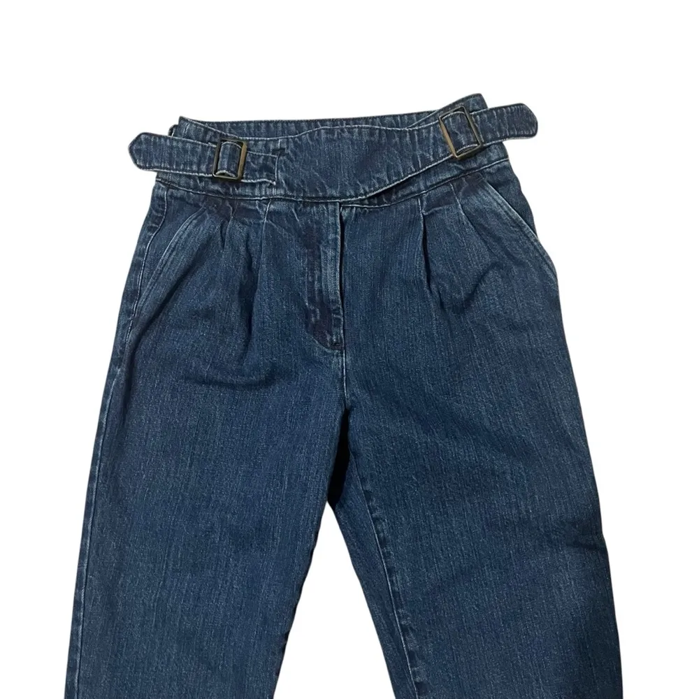 Sezane Francky Trousers Jeans Pleated Paperbag Waist Raw Hem, Sz 34/US 2 - Image 8