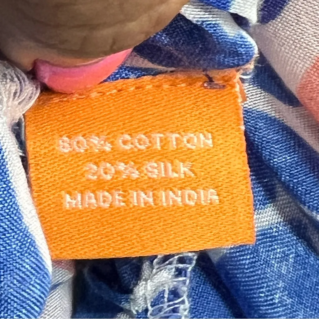 Oliphant L Silk cotton Blend ruffle v neck maxi dress floral multicolor ALTERED Blue Size L - Image 4