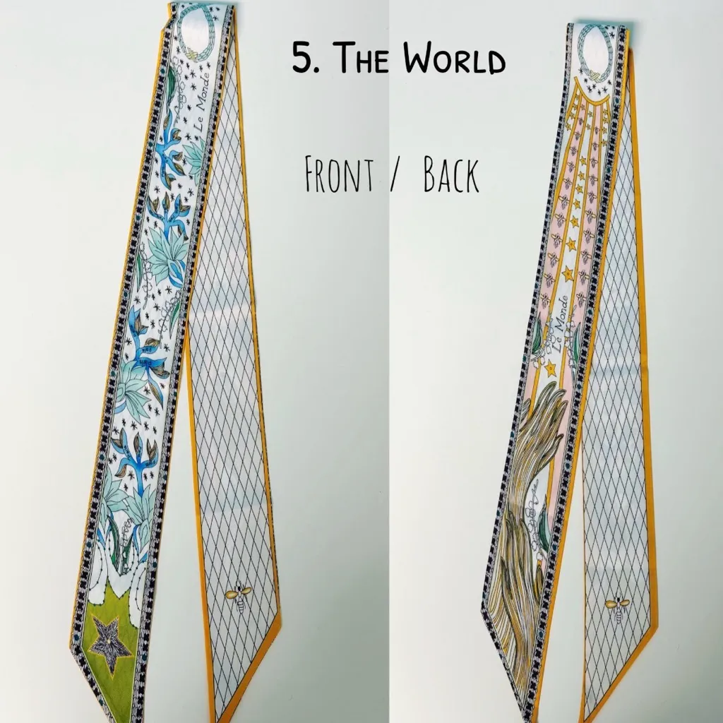 Set of 6 Tarot Card Twilly Scarves Silk Ribbon Scarves / Bag Twillys Green - Image 16