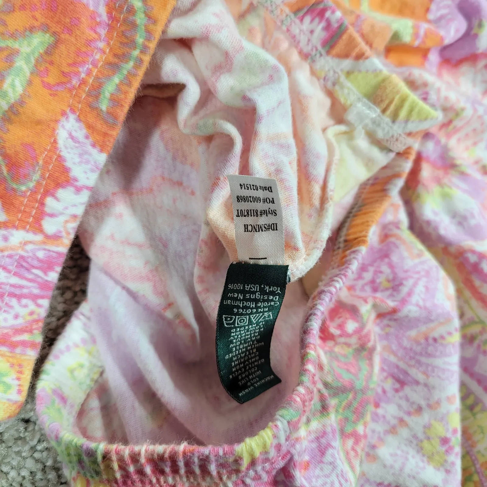 Lauren Ralph Lauren Pajama Short Set Womens S Orange Pink Paisley Lace Cotton - Image 16