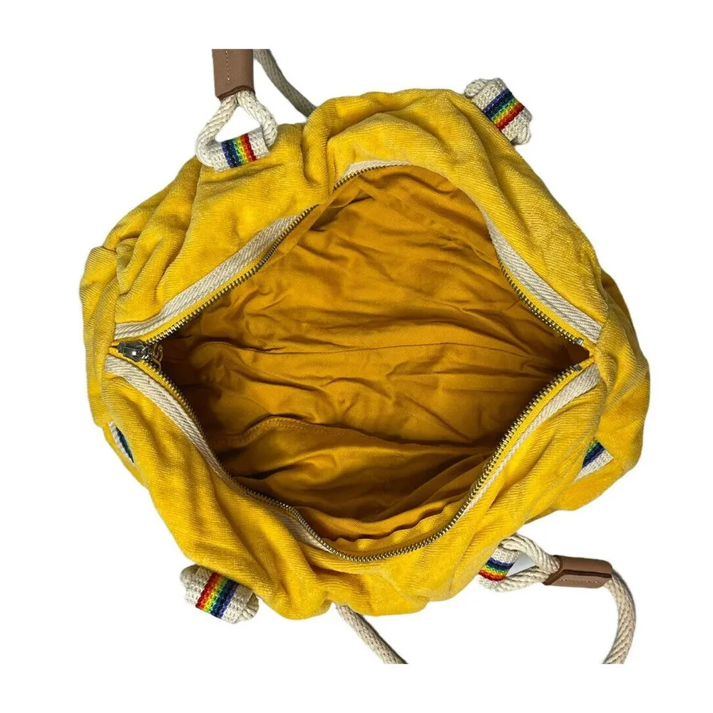 Vintage Retro Yellow Terry Rainbow Rope Handle JILL Tote Handbag Purse LGBTQ - Image 9