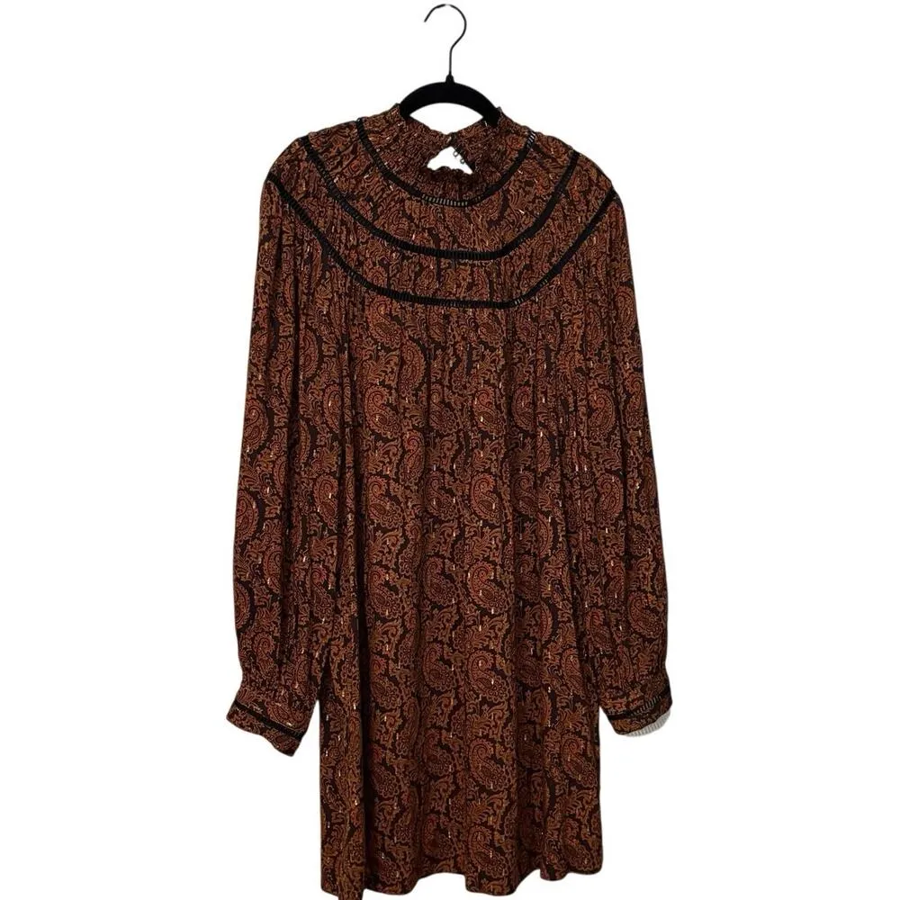 Rebecca Minkoff Jordana Rust Paisley High Ruffle Collared Size Large - Image 3