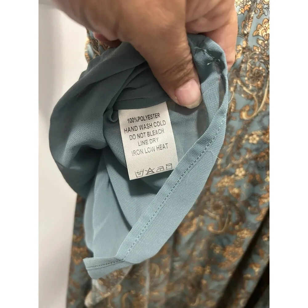 ee:some Milkmaid Women Size Medium Paisley Silky Maxi Dress Sweetheart Neckline - Image 9