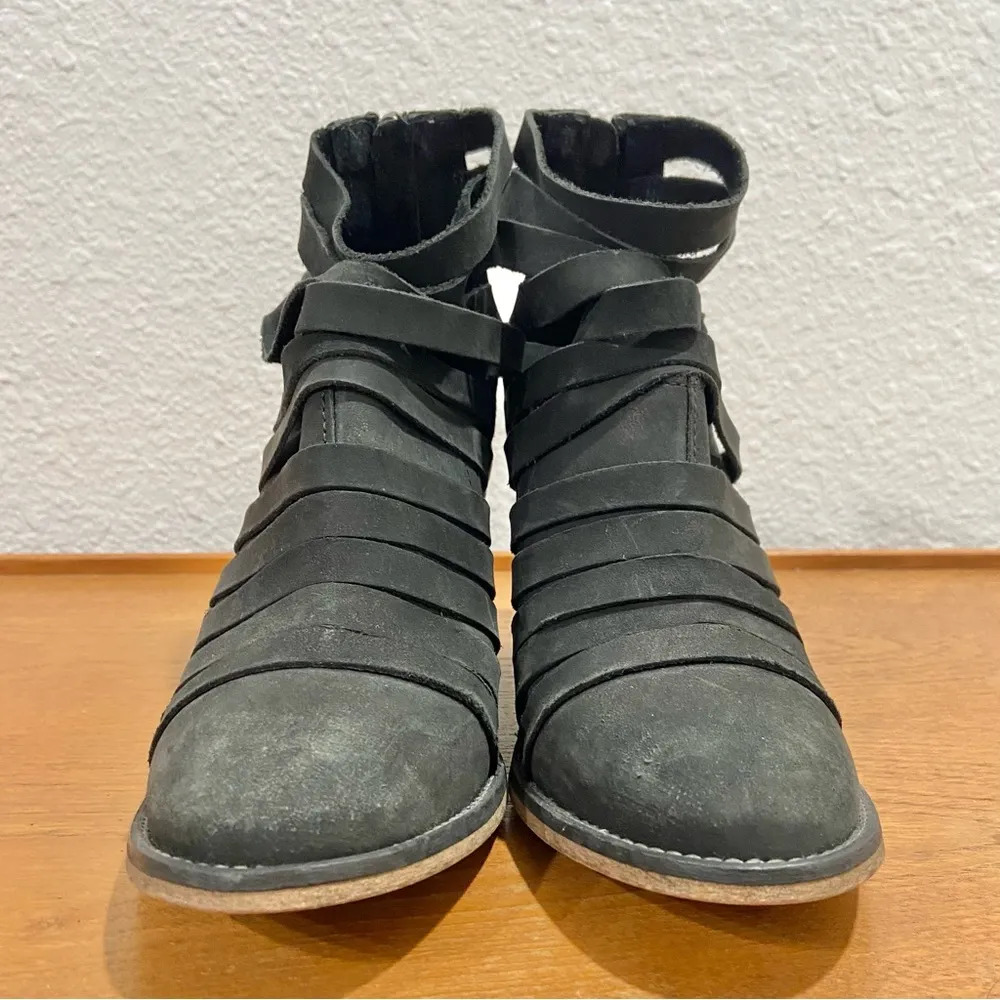 Free People Suede Leather Strappy Ankle Boots / Booties Women’s Sz EU 36 / US 6 - Image 3