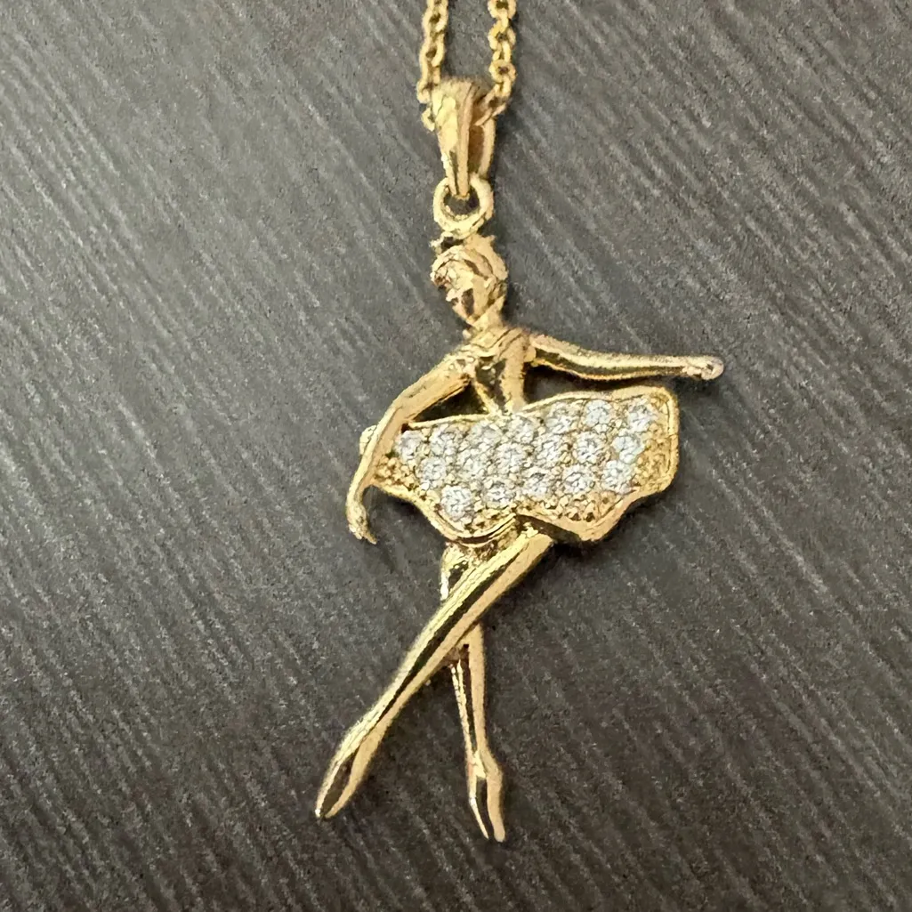 Pave Ballerina Necklace Gold - Image 6