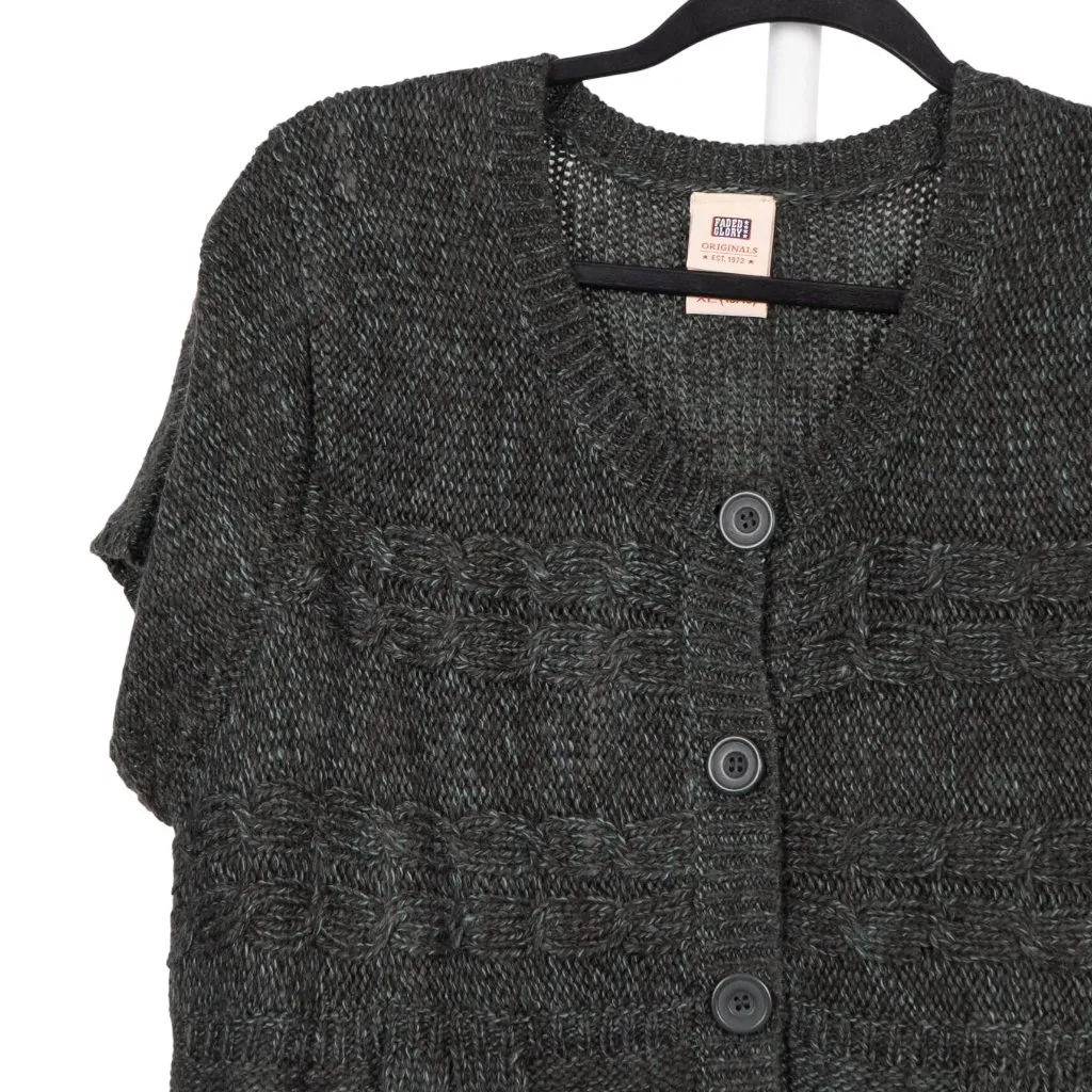 Faded Glory Cardigan Sweater XL 16 18 Womens Green Cable Knit Buttons Longs - Image 2