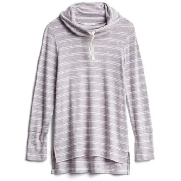Olive + Oak Cowl Neck High Low Hem Tunic Oversized Striped Pullover Top Small - Image 5