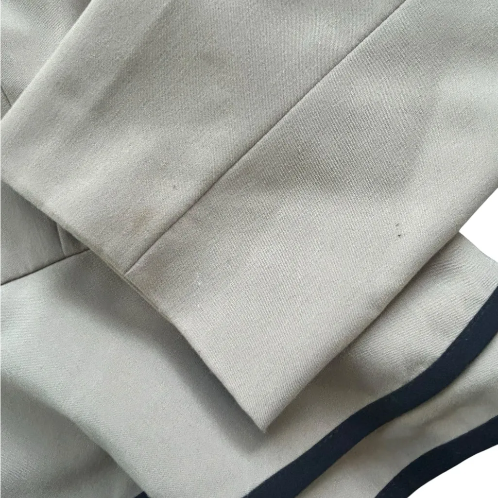 Sandro Womens Peplum Blazer Jacket Collarless Lined Zip Up Tan Black Trim Size L - Image 3