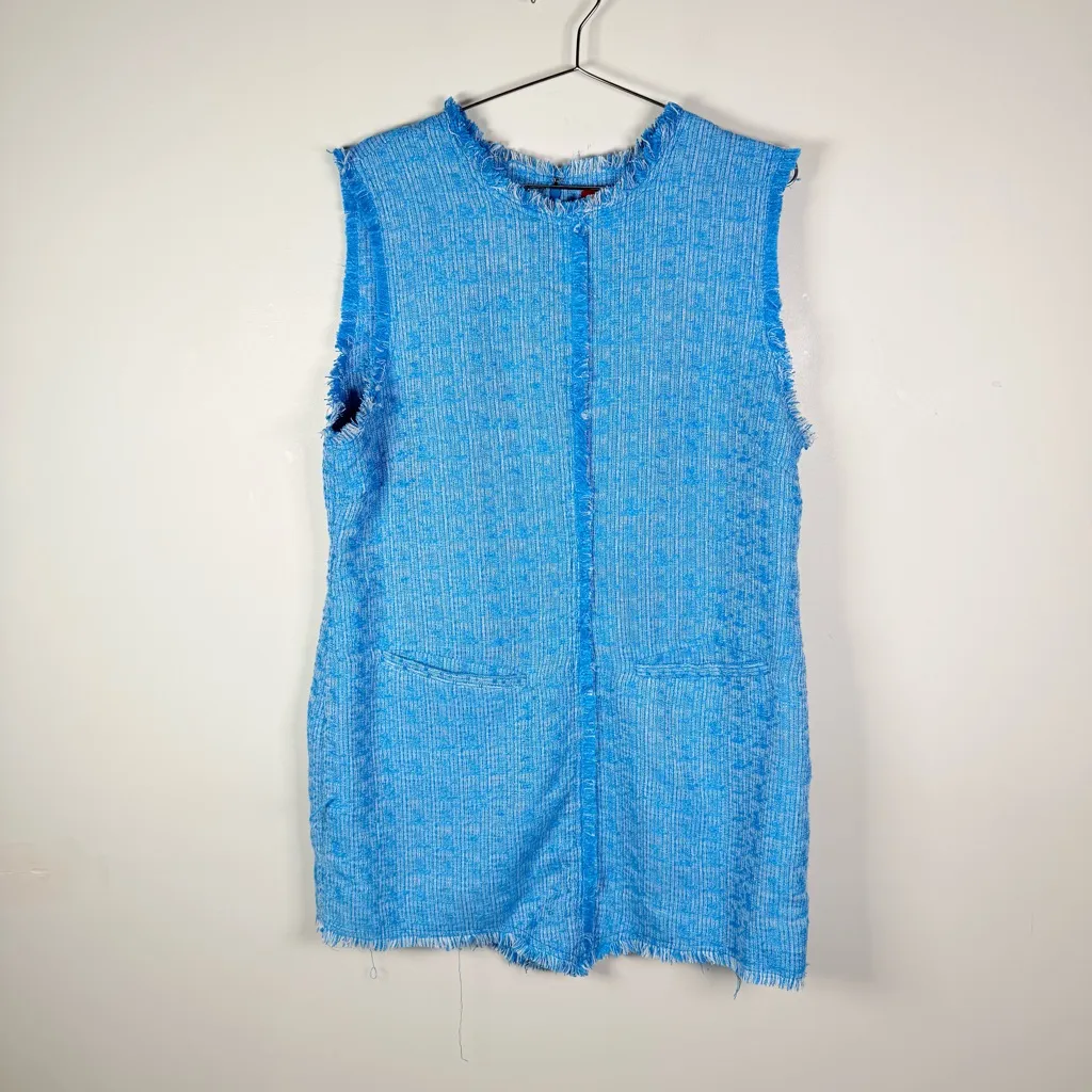 STAUD Blue Tweed Sleeveless Mini Dress - Image 2