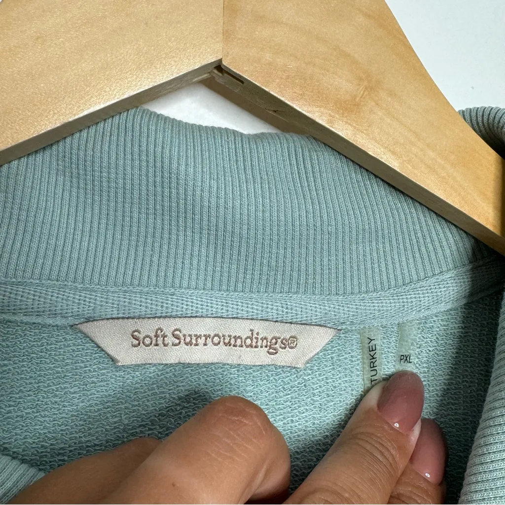 Soft Surroundings Snap Funnel Neck TunicSweatshirt Green Lounge Comfort XLP - Image 5