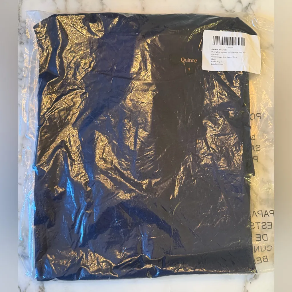 NWT Quince women's 100% european linen tank mini Dress Sleeveless Navy Blue Sz S - Image 2