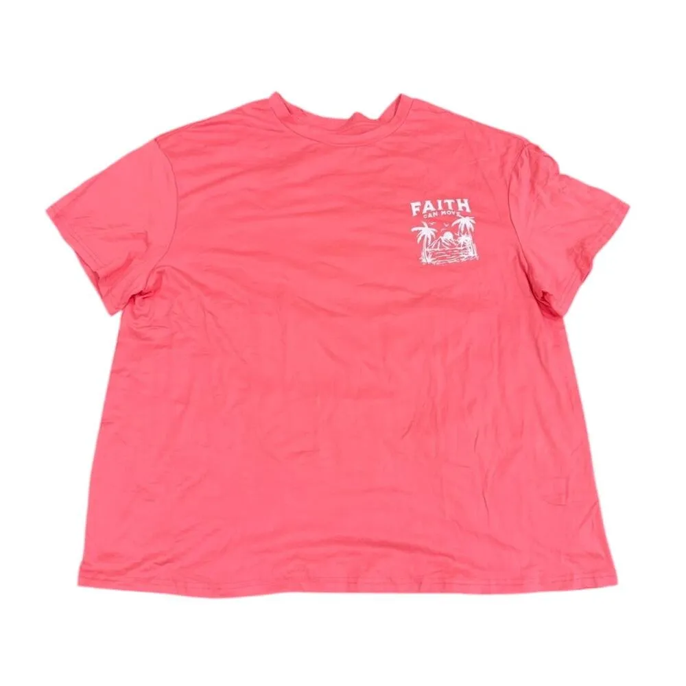 Woman's Faith Can Move Mountains Oversized T-Shirt in Coral, Size 2XL - Image 2