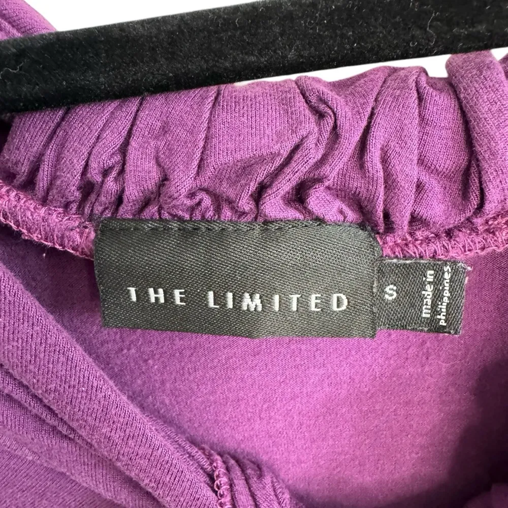 The Limited Purple Scrunched Pleated Neck Short Sleeve Shirt - Image 2