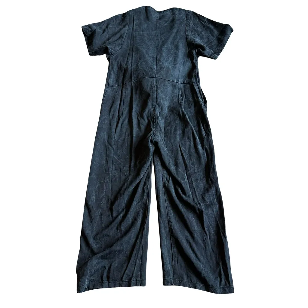 Loup Short Sleeve Jumpsuit Black Grey Cutout Belted Waist Wide Leg Size XS Women - Image 7