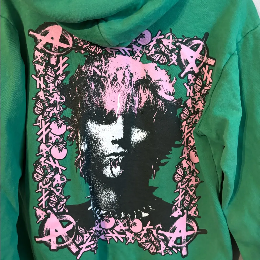 Machine Gun Kelly Hoodie XX Adult Small Official Tour Merch Green Pink Heavyweig - Image 5