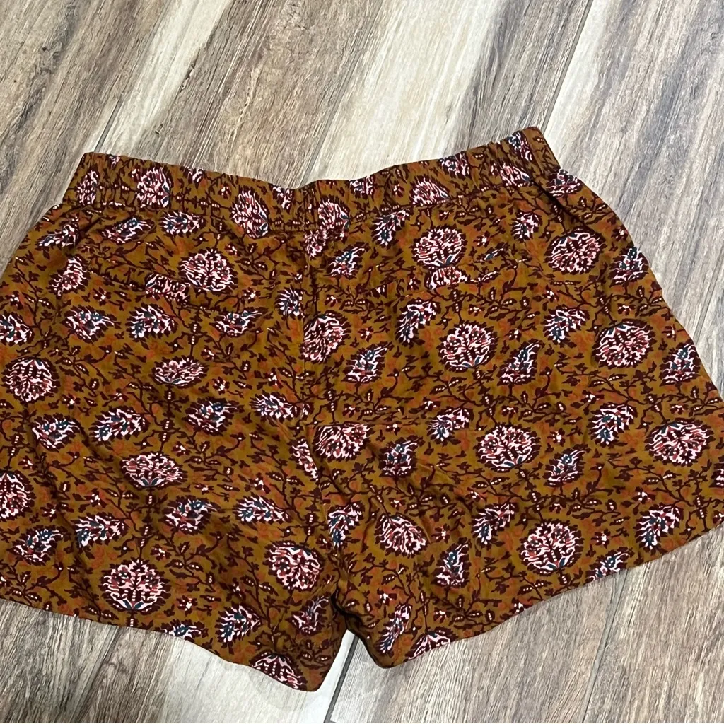 Madewell Drapey Pull On Shorts Warm Paisley Brown Small - Image 4