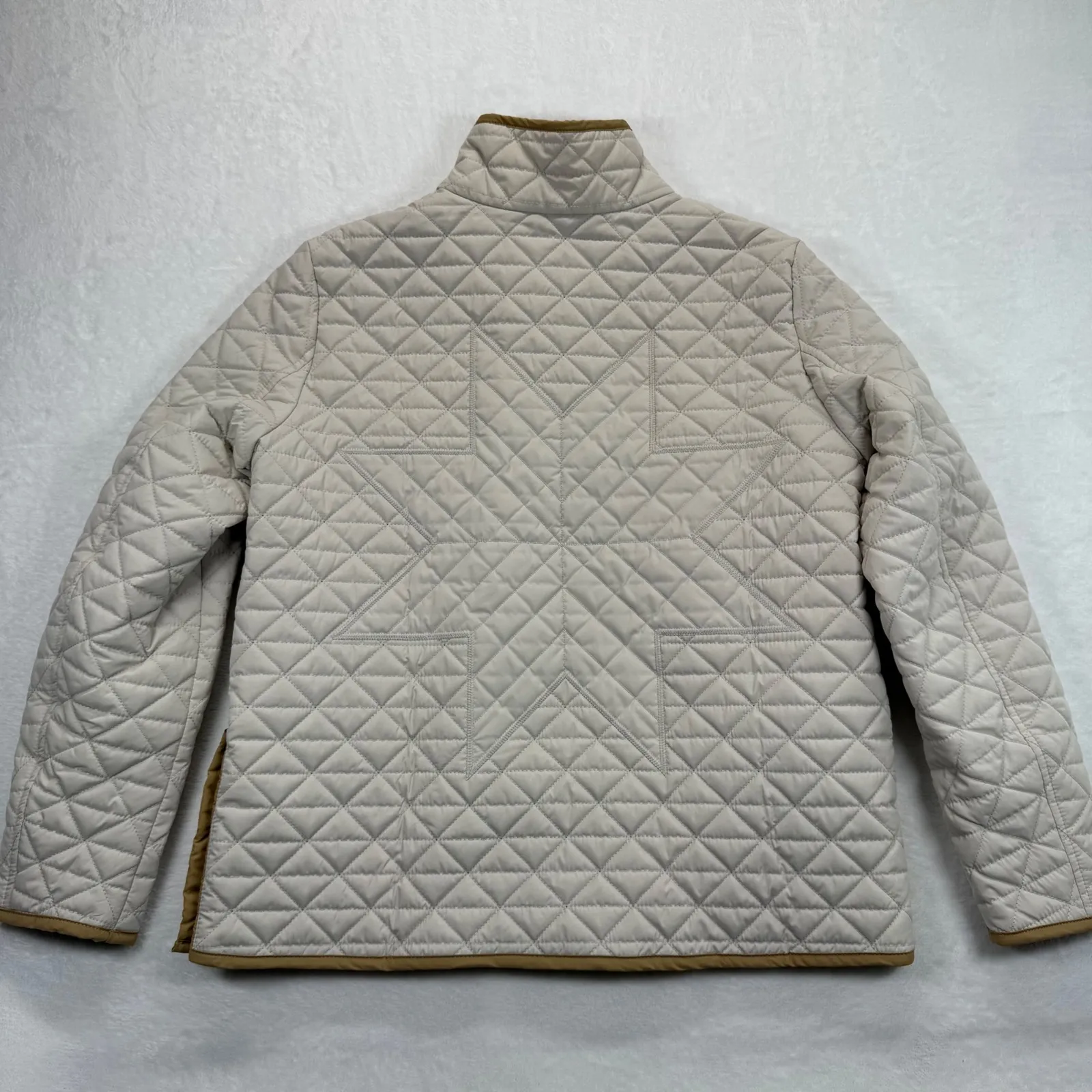 Lands' End ‎ Quilted Snap Pullover Jacket Primaloft Lightweight Beige S - Image 9