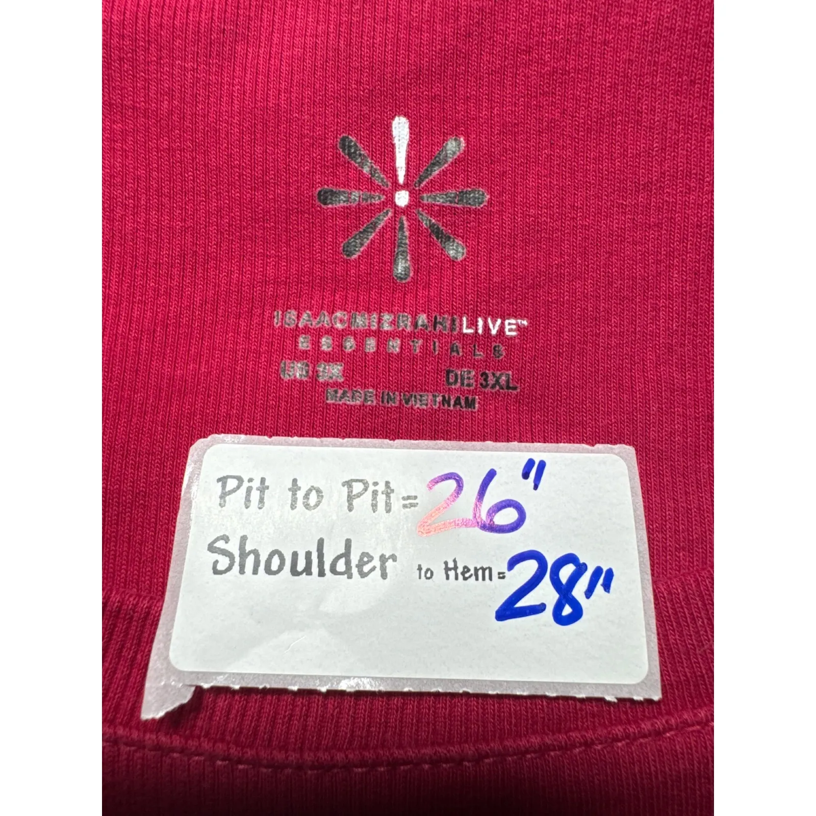 ISAAC MIZRAHI LIVE ESSENTIALS Red Knit Short Sleeve Crew Neck Top Plus Size 3XL Pink - Image 3