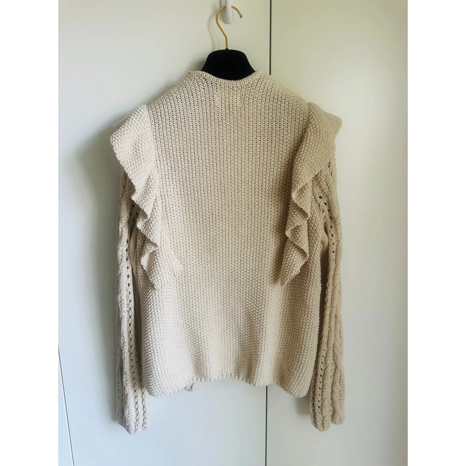 Womens Cotton Cardigan Sweaters Size Medium Ruffle Boho Cottagecore Fall Vibes - Image 6