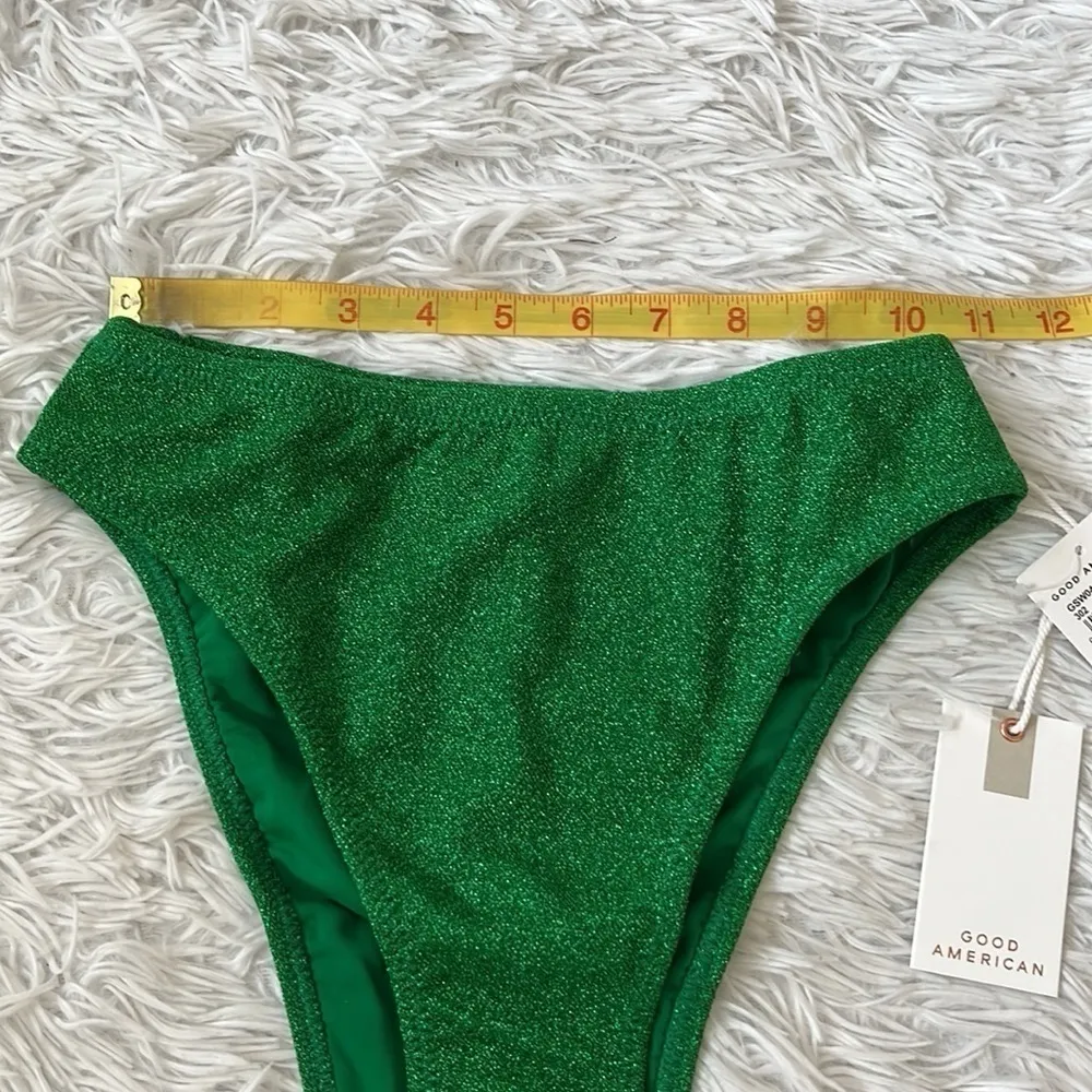 Nwt Good American Sparkle Good Waist Cheeky Bikini Bottom Summer green size 0/XS - Image 7