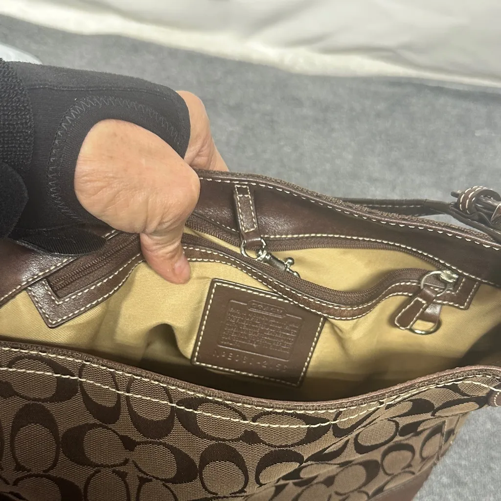 Coach Brown Patterned Hobo Bag - Image 14