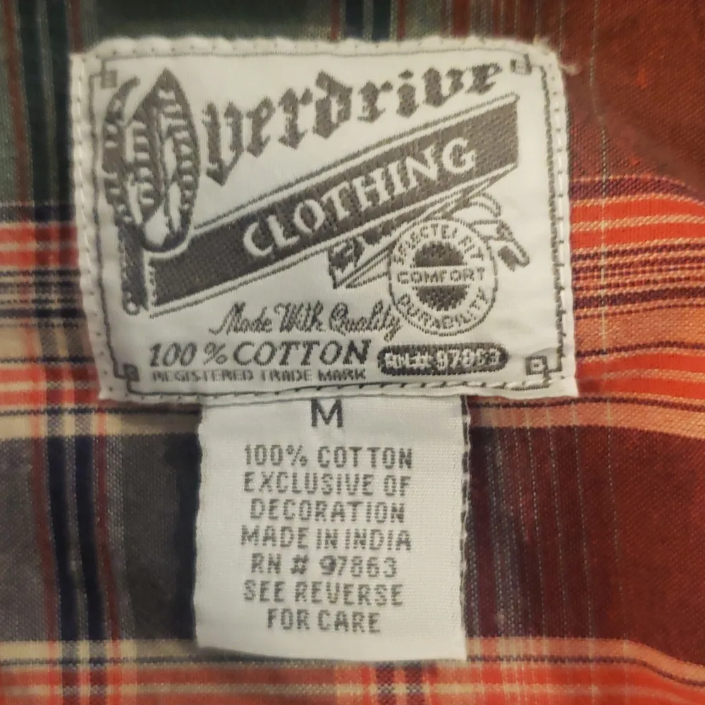 Overdrive cotton snap up plaid shirt w grommets Red Size M - Image 10