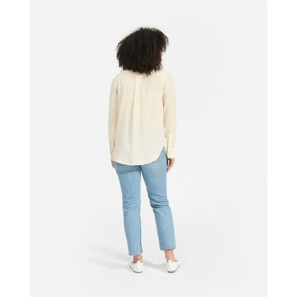 Everlane Womens The Washable Clean Silk Relaxed Shirt Pale Yellow 4 - Image 4