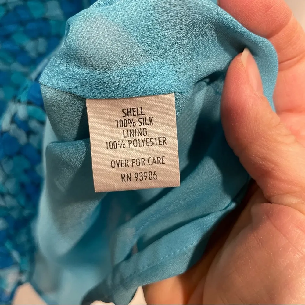 Gorgeous Y2K blue silk tiles mermaid ruffle skirt midi/mini Adrienne Vittadini - Image 6