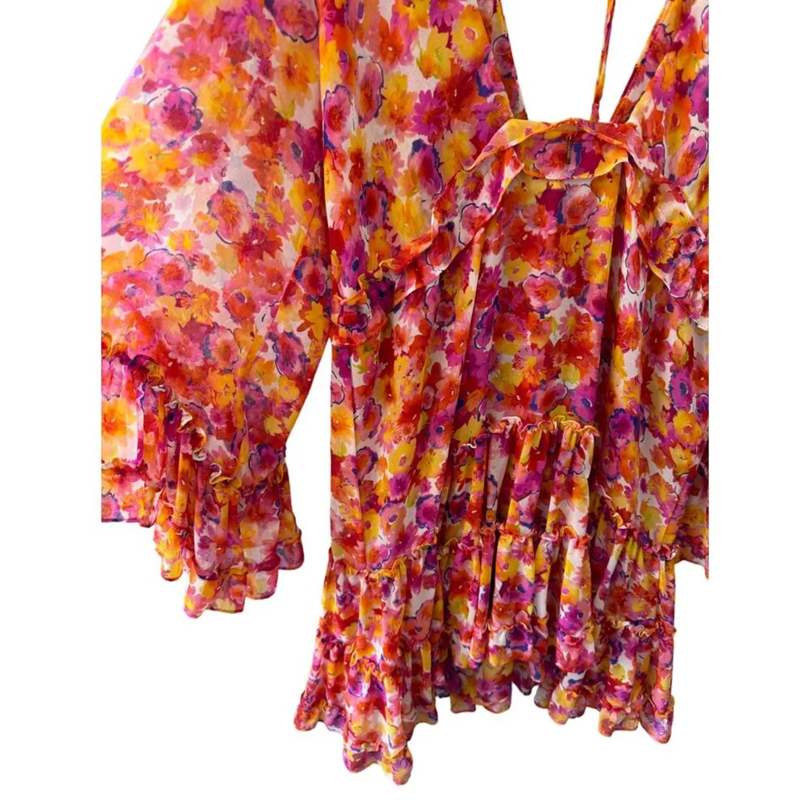 MISA Los‎ Angeles Yasemin Dress Coral Floral Size Large - Image 7