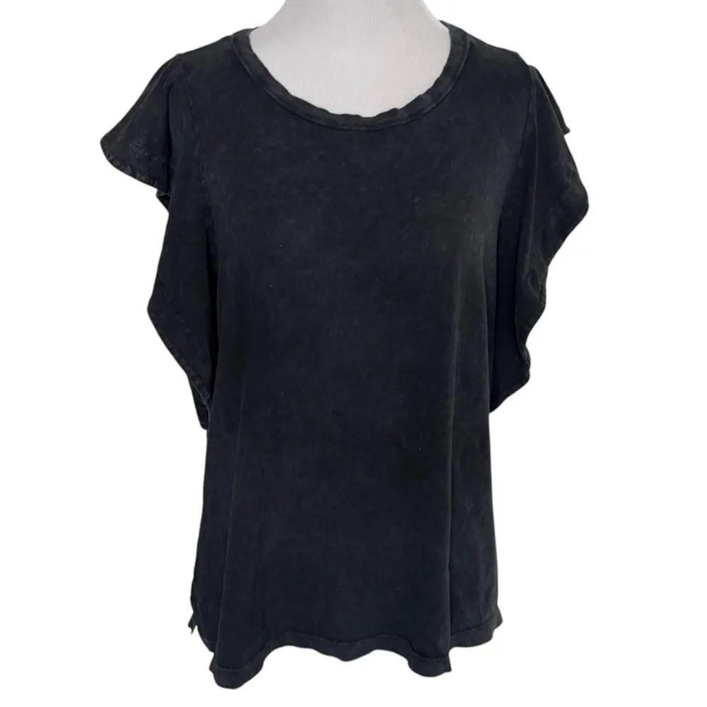 All Saints Acid Washed Ruffle Tee Size 8 - Image 2