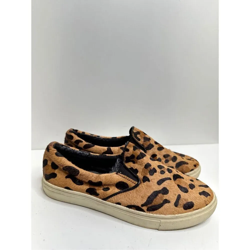 Steve Madden Sneakers Womens Size 7B Leather Upper Cow Hair Leopard Print - Image 3