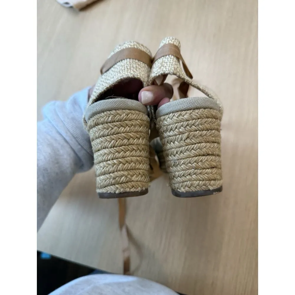 Schutz Caysey Espadrilles Woven Silver/Jute Wedge 9/40 Made In Brazil - Image 6