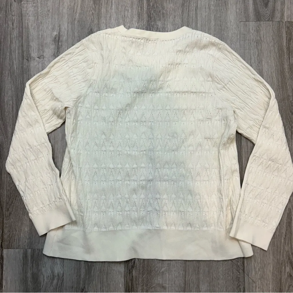 Pendleton Silk Blend Cream Neutral Cardigan Pullover Sweater Size Medium - Image 2