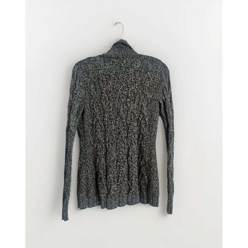 The Limited Gray Chunky Cable Knit V-Neck Sweater with Buttons Women's Medium - Image 2