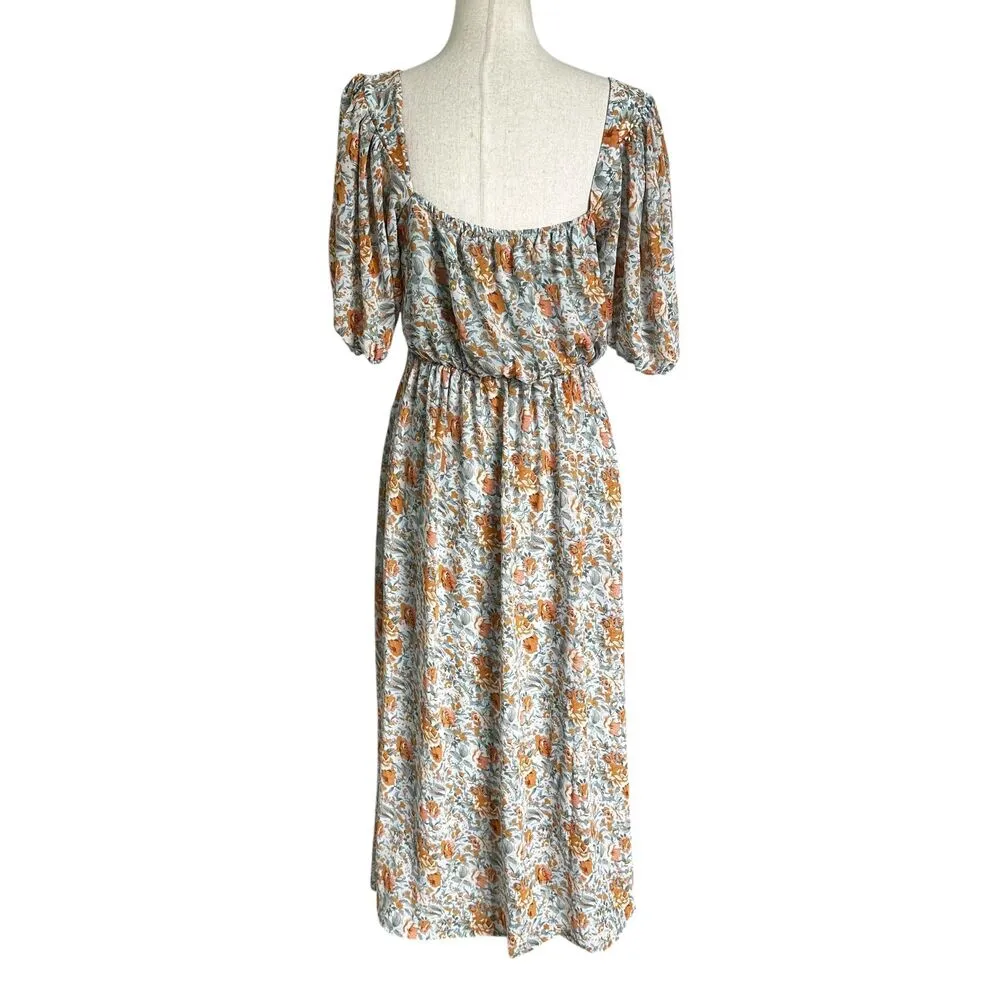 Petal and Pup Blue/Multicolor Floral Lined Side Slit Midi Dress Women 8 | 40 - Image 4