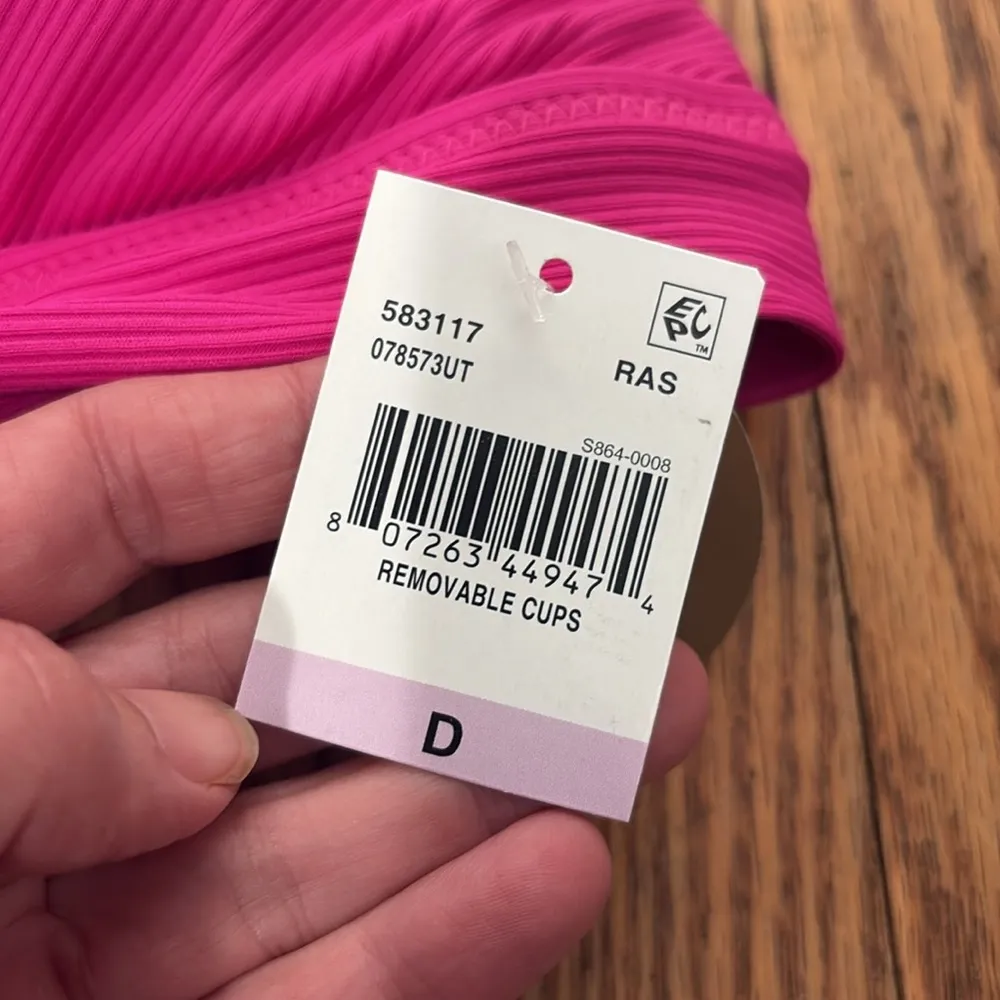 Becca by Rebecca Virtue L2052 Raspberry Ribbed Halter Bikini Top size D cup NWT - Image 3