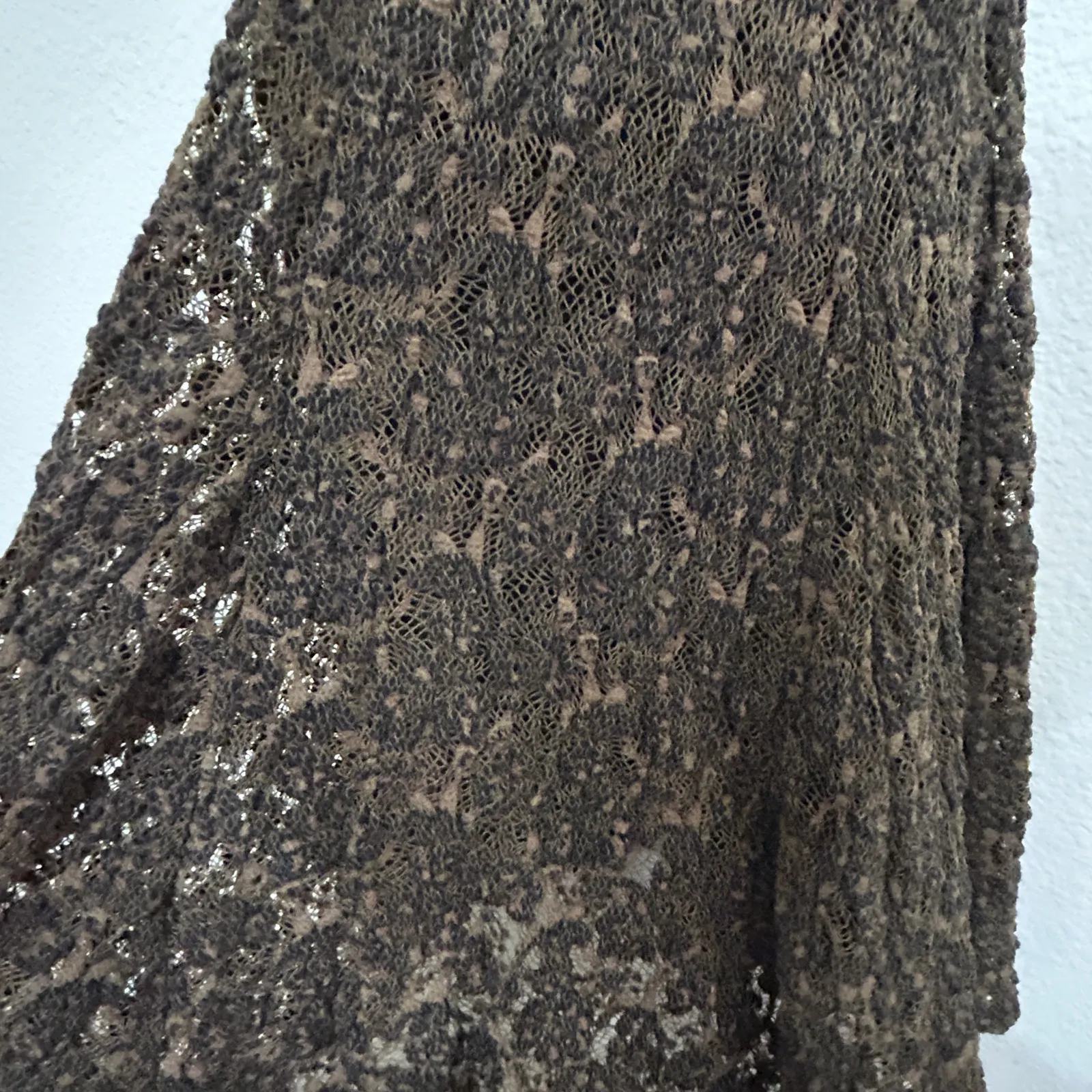 NEW Free People Laney Crop Long Sleeve Brown Black Lace Midi Skirt Set XS Dainty - Image 9