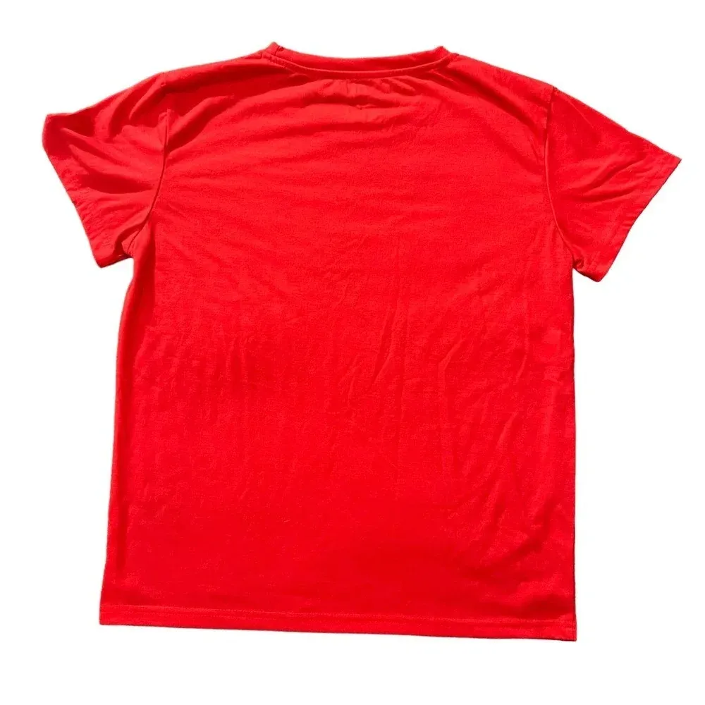 Shein Red Boston Print Short Sleeve Crewneck T-Shirt Women's Size Medium‎ - Image 4