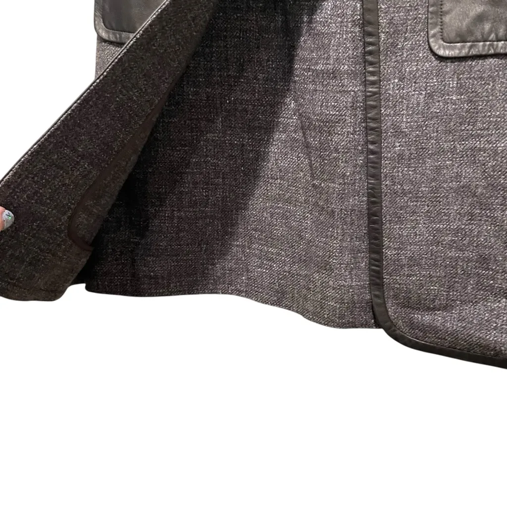 Robert Rodriguez Wool Blend Skirt Brown Leather Trim Waist Women Size 4 - Image 5