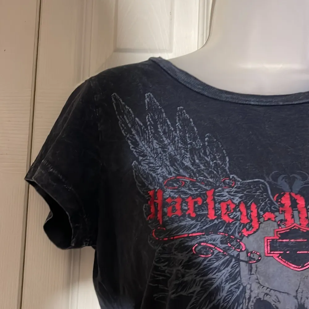 Harley Davidson Motorcycles Orlando Florida Skull Cap Sleeve Tee Shirt Jrs Large - Image 5