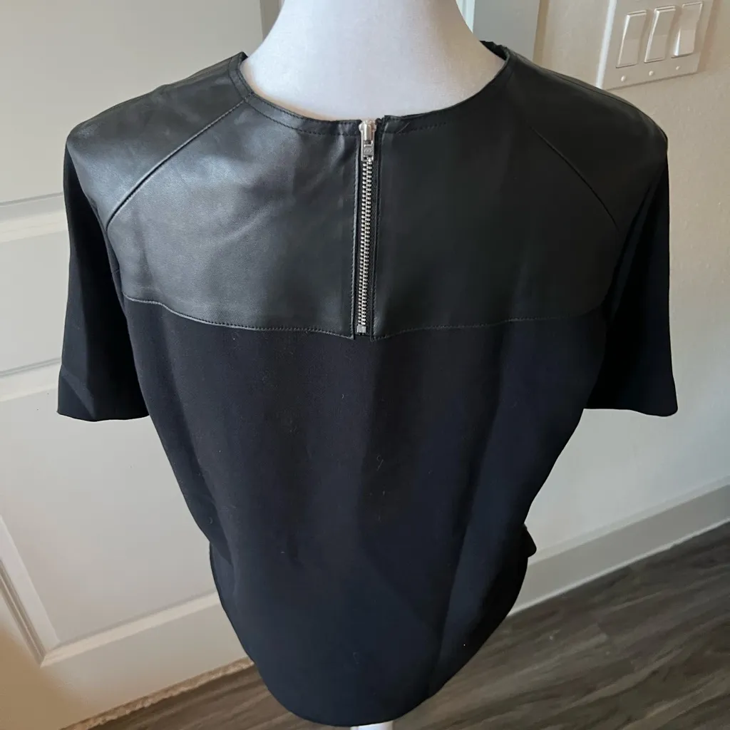 Sandro Black lamb Leather Panel Top - Image 5