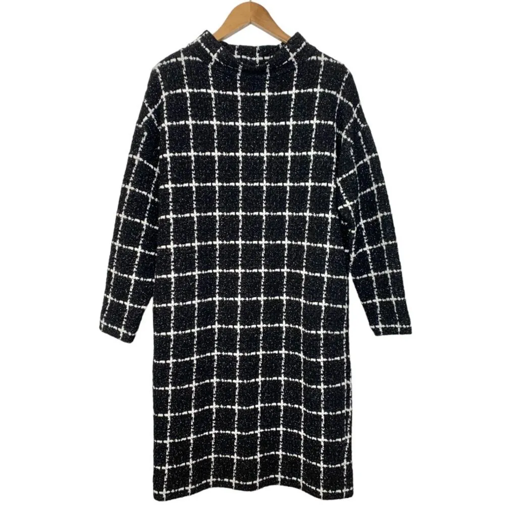 Akris Punto NEW Windowpane Long Sleeve Mock Turtleneck Sheath Sweater Dress - Image 2