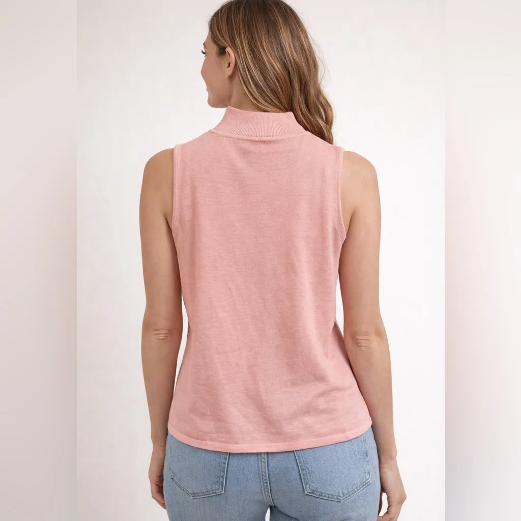 Bob Mackie Sleeveless Mock Neck Sweater Pink 15% Wool – Size Large NWT - Image 2