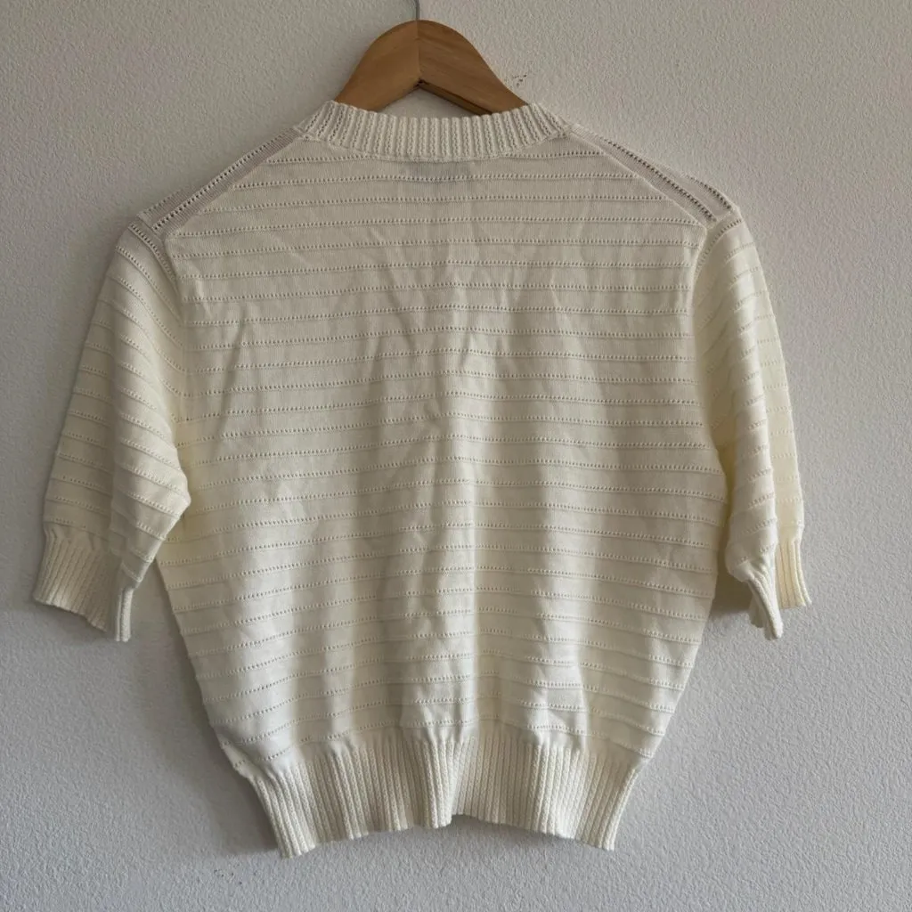 Madewell Textural Stitch Cotton Sweater in Lighthouse, Size X-Small - Image 9