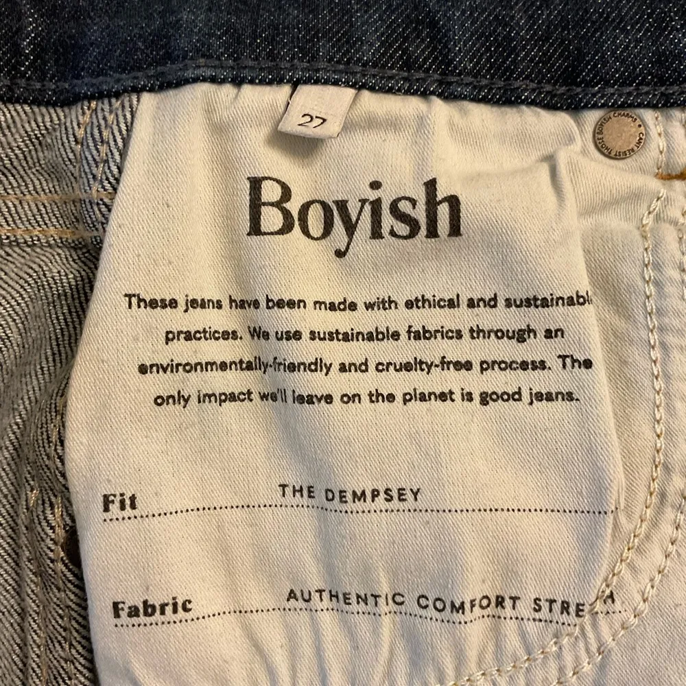 BOYISH Dempsey High Rise Straight Leg Jeans Size 27 Button Fly - Image 7