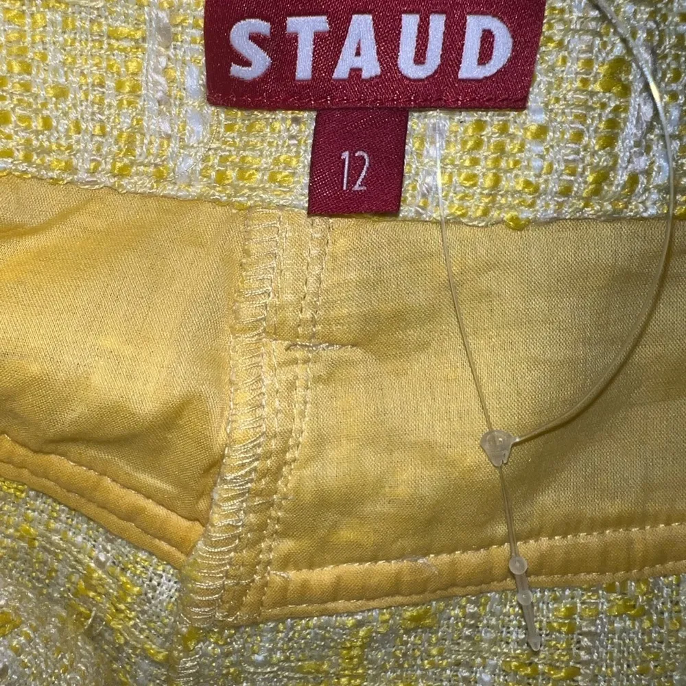 STAUD Sorno Fringe Tweed Shorts NWOT Size 12 in Lemon yellow - Image 5
